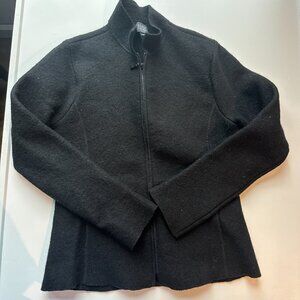 Eileen Fisher - black zipped collared wool jacket - size XS